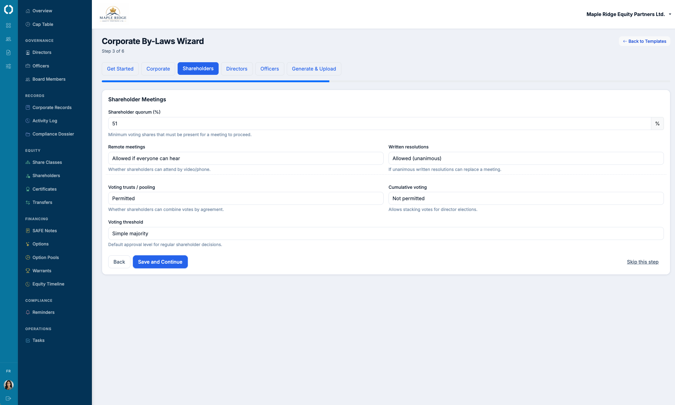 The amend workflow in Octelligence.